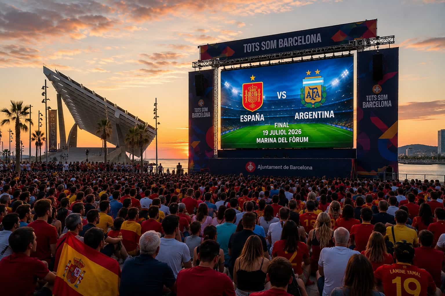 Här kan du se VM-finalen mellan Spanien och Argentina på storbildsskärm i Barcelona