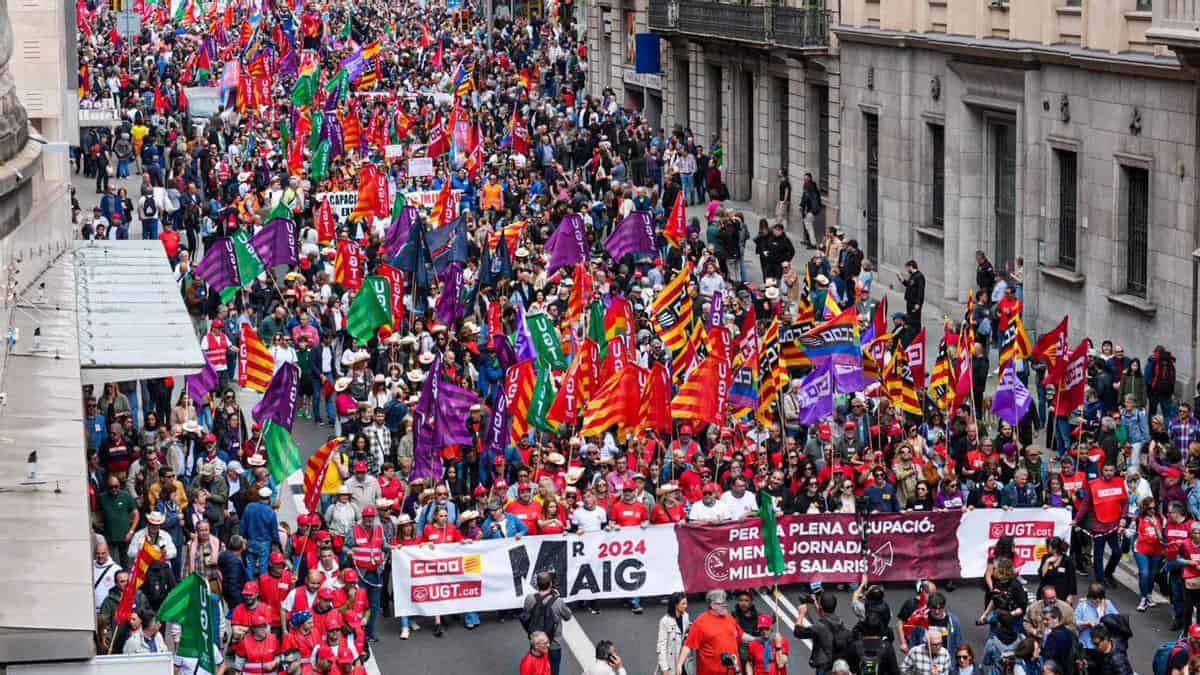 Första maj i Barcelona - demonstrationer och förändrad trafik i staden